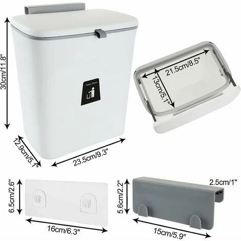 Poubelle Suspendue Cuisine 9L, Porte D'armoire Cuisine Murale Suspendue Poubelle Pliable Suspendue Avec Grattoir Pour Portes D'armoires Chambre Bureau Salle De Bain Dortoir à Domicile 2 Poubelle Suspendue Cuisine 9L, Porte D'armoire Cuisine Murale Suspendue Poubelle Pliable Suspendue Avec Grattoir Pour Portes D'armoires Chambre Bureau Salle De Bain Dortoir à Domicile – Image 2