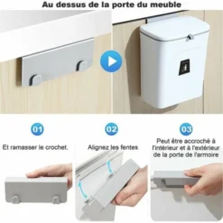 Poubelle Suspendue Cuisine 9L, Porte D'armoire Cuisine Murale Suspendue Poubelle Pliable Suspendue Avec Grattoir Pour Portes D'armoires Chambre Bureau Salle De Bain Dortoir à Domicile 8 Poubelle Suspendue Cuisine 9L, Porte D'armoire Cuisine Murale Suspendue Poubelle Pliable Suspendue Avec Grattoir Pour Portes D'armoires Chambre Bureau Salle De Bain Dortoir à Domicile -Promos Gout Cuisine Boutique 75575015 4