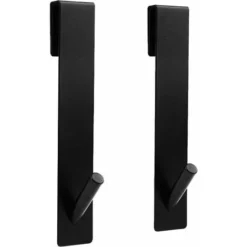 2 Pièces Crochet Douche, Crochet Porte Serviette Sans Perçage, Acier Inoxydable Crochet Mural Cabine De Douche, Crochets Porte De Bains Pour Crochets De Porte De Douche En Verre Sans Cadre, Noir