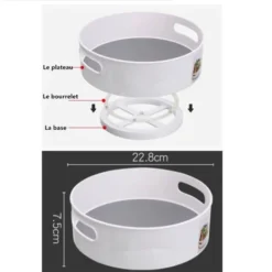 Étagère à épices Plateau Tournant En Plastique 22.87.5CM Blanc FUIENKO -Promos Gout Cuisine Boutique 76153019 3