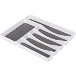 Range Couvert Et Tapis De Fond De Tiroir Rangement Couteaux Et Fourchettes Compartiments De Vaisselle Gris