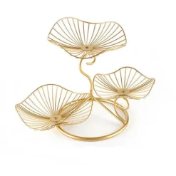 Corbeille à Fruits étagere, 3 Niveaux Corbeille à Fruits Décorative En Métal (doré)