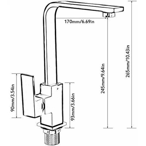 Mitigeur De Cuisine Robinet De Cuisine Carré Avec Bec Haut - Mitigeur Pour évier De Cuisine - Laiton (noir) 5 Mitigeur De Cuisine Robinet De Cuisine Carré Avec Bec Haut - Mitigeur Pour évier De Cuisine - Laiton (noir) – Image 5