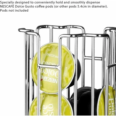 Support à Capsules à Café , Supports Rangement , 360 Degrés Rotable Range Capsule, Chrome, élégant Et Stylé 2 Support à Capsules à Café , Supports Rangement , 360 Degrés Rotable Range Capsule, Chrome, élégant Et Stylé – Image 2