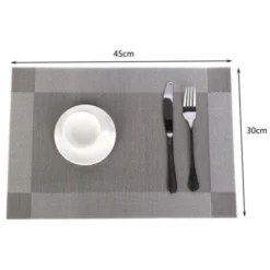 Lot De 6 Sets De Table PVC Napperons Vinyle Tissé Lavables Resistant à La Chaleur Antidérapant Restaurant Salle Manger Gris Argenté FUIENKO 6 Lot De 6 Sets De Table PVC Napperons Vinyle Tissé Lavables Resistant à La Chaleur Antidérapant Restaurant Salle Manger Gris Argenté FUIENKO -Promos Gout Cuisine Boutique 76687415 3