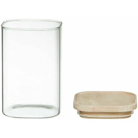 Lot De 4 Bocaux De Rangement En Verre Et Bois Couvercle Hermétique Empilable Atmosphera 4 Lot De 4 Bocaux De Rangement En Verre Et Bois Couvercle Hermétique Empilable Atmosphera – Image 4