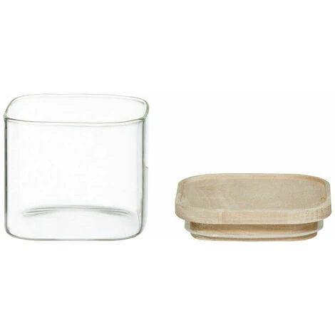 Lot De 4 Bocaux De Rangement En Verre Et Bois Couvercle Hermétique Empilable Atmosphera 5 Lot De 4 Bocaux De Rangement En Verre Et Bois Couvercle Hermétique Empilable Atmosphera – Image 5