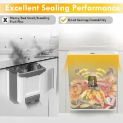 Poubelle De Cuisine Suspendue Avec Couvercle, Poubelles De Placard Pour Porte D'armoire De Cuisine, Poubelles Sous évier, Poubelle Pour Chambre Salle De Bain Bureau Camping-car 9L (blanc) 8 Poubelle De Cuisine Suspendue Avec Couvercle, Poubelles De Placard Pour Porte D'armoire De Cuisine, Poubelles Sous évier, Poubelle Pour Chambre Salle De Bain Bureau Camping-car 9L (blanc) -Promos Gout Cuisine Boutique 77248966 4