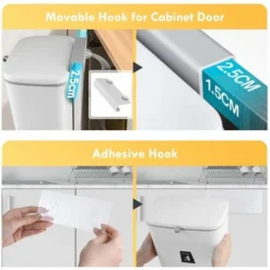 Poubelle De Cuisine Suspendue Avec Couvercle, Poubelles De Placard Pour Porte D'armoire De Cuisine, Poubelles Sous évier, Poubelle Pour Chambre Salle De Bain Bureau Camping-car 9L (blanc) 9 Poubelle De Cuisine Suspendue Avec Couvercle, Poubelles De Placard Pour Porte D'armoire De Cuisine, Poubelles Sous évier, Poubelle Pour Chambre Salle De Bain Bureau Camping-car 9L (blanc) -Promos Gout Cuisine Boutique 77248966 5