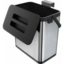 Poubelle De Cuisine, Poubelle, Murale Pour Porte De Placard, Poubelle Suspendue En Acier Inoxydable Anti-empreintes Digitales (3L)