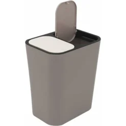 Double Recyclage Poubelle Poubelle Boîte De Rangement Conteneur Rectangle Plastique Bouton-Poussoir Double Compartiment Pour Cuisine Bureau Maison Gris -Promos Gout Cuisine Boutique 77249894 3