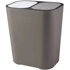 Double Recyclage Poubelle Poubelle Boîte De Rangement Conteneur Rectangle Plastique Bouton-Poussoir Double Compartiment Pour Cuisine Bureau Maison Gris -Promos Gout Cuisine Boutique 77249894 4