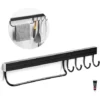 Porte Ustensiles Cuisine,Support À Ustensiles Mural Aluminium Barre Ustensiles Cuisine Mural Barre De Casserole Mural Support Ustensiles Cuisine Avec 4 Crochets (Noir)