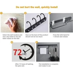 Porte Ustensiles Cuisine,Support À Ustensiles Mural Aluminium Barre Ustensiles Cuisine Mural Barre De Casserole Mural Support Ustensiles Cuisine Avec 4 Crochets (Noir) 8 Porte Ustensiles Cuisine,Support À Ustensiles Mural Aluminium Barre Ustensiles Cuisine Mural Barre De Casserole Mural Support Ustensiles Cuisine Avec 4 Crochets (Noir) -Promos Gout Cuisine Boutique 77385968 4