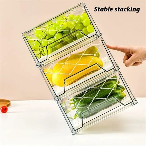 Boite Rangement Plastique , Rangement Frigo Et Organisation De Cuisine, Tiroirs Empilables Pour Réfrigérateur,Utilisé Pour Pain, Alimentaire,The, Fruits, Légumes (Lot De 2, 3020.511cm) JUNJUN 4 Boite Rangement Plastique , Rangement Frigo Et Organisation De Cuisine, Tiroirs Empilables Pour Réfrigérateur,Utilisé Pour Pain, Alimentaire,The, Fruits, Légumes (Lot De 2, 3020.511cm) JUNJUN – Image 4