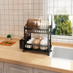 Égouttoir à Vaisselle Avec Plateau D'égouttage Avec Porte Couverts Noir 9 Égouttoir à Vaisselle Avec Plateau D'égouttage Avec Porte Couverts Noir -Promos Gout Cuisine Boutique 77671320 5