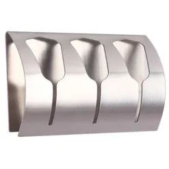 Porte Serviette Torchon Adhésif, 3 Crochets INOX, Supporte 3 Kg