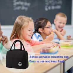 Sac à Lunch Isotherme Portable, Petit Sac De Boîte à Lunch étanche Et Résistant à L'huile, Sac Isolé De Nourriture De Pique-nique, Convient Pour Pique-nique, école, Bureau, Extérieur (Noir) -Promos Gout Cuisine Boutique 78026033 4