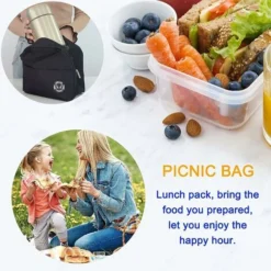 Sac à Lunch Isotherme Portable, Petit Sac De Boîte à Lunch étanche Et Résistant à L'huile, Sac Isolé De Nourriture De Pique-nique, Convient Pour Pique-nique, école, Bureau, Extérieur (Noir) -Promos Gout Cuisine Boutique 78026033 5
