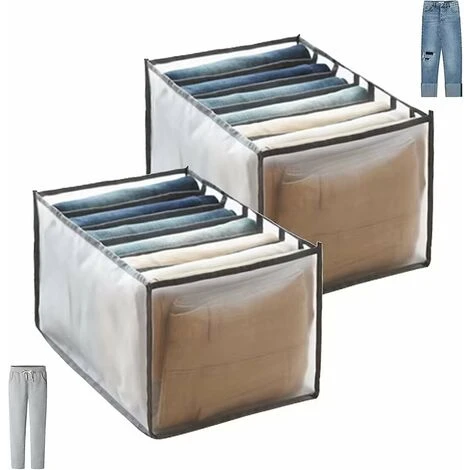 Organiseur De Tiroir En Jean, Lot De 2 Boîtes De Rangement Pliables En Tissu Pour Garde-robe 1 Organiseur De Tiroir En Jean, Lot De 2 Boîtes De Rangement Pliables En Tissu Pour Garde-robe