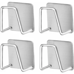 4 Pcs Porte éponge En Acier Inoxydable Support Eponge Support éponge Cuisine Auto-Adhésif,Couvercle,Support De Planche à Découper Pour L'organisation De La Cuisine(Argent)