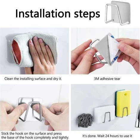 4 Pcs Porte éponge En Acier Inoxydable Support Eponge Support éponge Cuisine Auto-Adhésif,Couvercle,Support De Planche à Découper Pour L'organisation De La Cuisine(Argent) 5 4 Pcs Porte éponge En Acier Inoxydable Support Eponge Support éponge Cuisine Auto-Adhésif,Couvercle,Support De Planche à Découper Pour L'organisation De La Cuisine(Argent) – Image 5