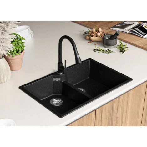 Evier Cuisine En Granit Graphite, 78 X 50 Cm, Lavabo Cuisine 2 Bac + Siphon Classique, Évier à Encastrer Madrid 80 Twin De Primagran 2 Evier Cuisine En Granit Graphite, 78 X 50 Cm, Lavabo Cuisine 2 Bac + Siphon Classique, Évier à Encastrer Madrid 80 Twin De Primagran – Image 2
