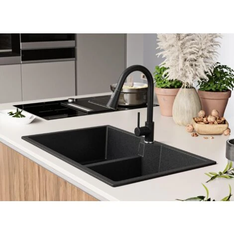 Evier Cuisine En Granit Graphite, 78 X 50 Cm, Lavabo Cuisine 2 Bac + Siphon Classique, Évier à Encastrer Madrid 80 Twin De Primagran 3 Evier Cuisine En Granit Graphite, 78 X 50 Cm, Lavabo Cuisine 2 Bac + Siphon Classique, Évier à Encastrer Madrid 80 Twin De Primagran – Image 3