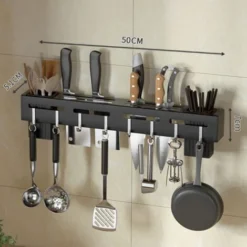 Porte-couteau Mural En Acier Inoxydable, étagère De Cuisine Sans Clous, étagère De Rangement, Couverts Avec Crochet, Organisateur D&39armoire De Cuisine,h 50cm -Promos Gout Cuisine Boutique 78767330 5