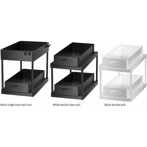 Armoire Coulissante à 2 Niveaux Sous évier, Tiroir De Rangement Polyvalent,Black 1 Sliding,Australie 2 Armoire Coulissante à 2 Niveaux Sous évier, Tiroir De Rangement Polyvalent,Black 1 Sliding,Australie – Image 2
