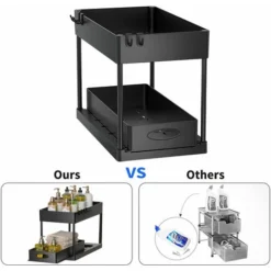 Armoire Coulissante à 2 Niveaux Sous évier, Tiroir De Rangement Polyvalent,Black 1 Sliding,Australie 9 Armoire Coulissante à 2 Niveaux Sous évier, Tiroir De Rangement Polyvalent,Black 1 Sliding,Australie -Promos Gout Cuisine Boutique 78767372 5