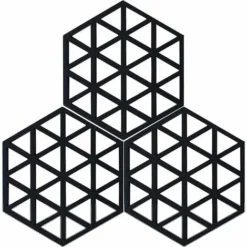 Dessous De Plat Maniques Cuisine Tapis Silicone Protege Poele De Casserole (noir),,Lot De 3