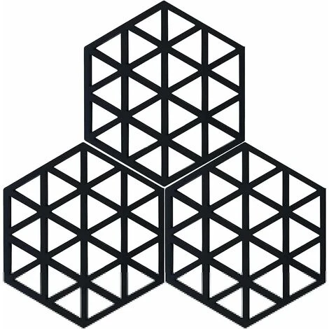 Dessous De Plat Maniques Cuisine Tapis Silicone Protege Poele De Casserole (noir),,Lot De 3 1 Dessous De Plat Maniques Cuisine Tapis Silicone Protege Poele De Casserole (noir),,Lot De 3