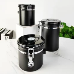 Boîte à Café Pour Café Moulu Avec Fenêtre Transparente, Suivi De Date, Cuillère, Récipient De Stockage Hermétique Pour Aliments De Cuisine En Acier Inoxydable 304 Pour Grains De Café Ou Marc, Thé, Suc 9 Boîte à Café Pour Café Moulu Avec Fenêtre Transparente, Suivi De Date, Cuillère, Récipient De Stockage Hermétique Pour Aliments De Cuisine En Acier Inoxydable 304 Pour Grains De Café Ou Marc, Thé, Suc -Promos Gout Cuisine Boutique 79332081 5