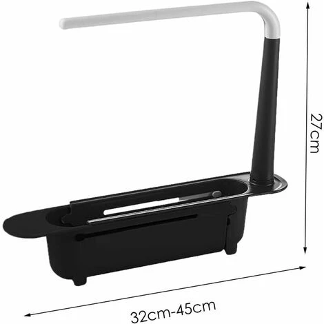 Porte Eponge Evier Cuisine, Organisateur Evier, Support Pour Éponge Télescopique Pour Rangement Evier, Convient Pour Un évier De 32-45 Cm (Noir) Zhuoxuan 5 Porte Eponge Evier Cuisine, Organisateur Evier, Support Pour Éponge Télescopique Pour Rangement Evier, Convient Pour Un évier De 32-45 Cm (Noir) Zhuoxuan – Image 5