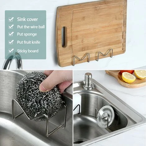 Lot De 2 Porte-éponge Auto-adhésif, Porte Éponge Evier Cuisine En Acier Inoxydable 304 Sans Perçage Support Éponge Pour Égouttoir - Argenté 3 Lot De 2 Porte-éponge Auto-adhésif, Porte Éponge Evier Cuisine En Acier Inoxydable 304 Sans Perçage Support Éponge Pour Égouttoir - Argenté – Image 3