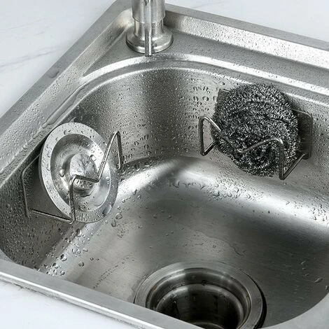 Lot De 2 Porte-éponge Auto-adhésif, Porte Éponge Evier Cuisine En Acier Inoxydable 304 Sans Perçage Support Éponge Pour Égouttoir - Argenté 4 Lot De 2 Porte-éponge Auto-adhésif, Porte Éponge Evier Cuisine En Acier Inoxydable 304 Sans Perçage Support Éponge Pour Égouttoir - Argenté – Image 4