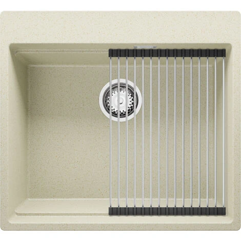 Evier Cuisine Beige, 58 X 53 Cm, Evier En Granit 1 Bac + Siphon Automatique, Evier A Encastrer De Primagran 1 Evier Cuisine Beige, 58 X 53 Cm, Evier En Granit 1 Bac + Siphon Automatique, Evier A Encastrer De Primagran