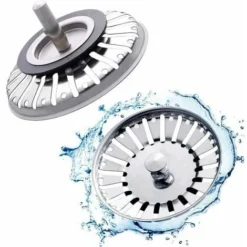 Lot De 2 Bouchons De Crépine D'évier, 84 Mm De Remplacement Du Bouchon De Vidange D'évier, Bouchon De Filtre D'évier En Acier Inoxydable Pour Cuisine Ou Baignoire, Douche, Plateau De Lavabo