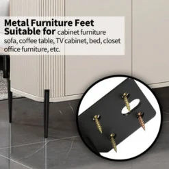 Pieds De Meuble Pieds De Table En Métal Fer Pieds De Meuble Pieds D'armoire Pieds De Socle-Noir Mat-13cm -Promos Gout Cuisine Boutique 81064019 4