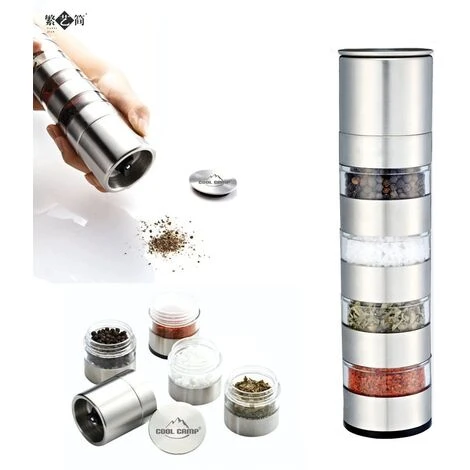 Moulin Manuel Multi Bambou Edition à Épices, Poivre Ou Sel 5 En 1, Salièrer Et Poivrière,Réservoir Portatif D'assaisonnement Pour Barbecue Extérieur,Anti - Croustillant 1 Moulin Manuel Multi Bambou Edition à Épices, Poivre Ou Sel 5 En 1, Salièrer Et Poivrière,Réservoir Portatif D'assaisonnement Pour Barbecue Extérieur,Anti - Croustillant