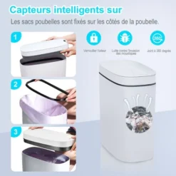 Poubelle Intelligente, SDLOGAL 14L Poubelle Automatique Avec Détecteur D'odeurs, Couvercle De Poubelle Sans Contact Pour La Salle De Bain, La Chambre, La Cuisine Et Le Bureau - Blanc 7 Poubelle Intelligente, SDLOGAL 14L Poubelle Automatique Avec Détecteur D'odeurs, Couvercle De Poubelle Sans Contact Pour La Salle De Bain, La Chambre, La Cuisine Et Le Bureau - Blanc -Promos Gout Cuisine Boutique 81207126 3