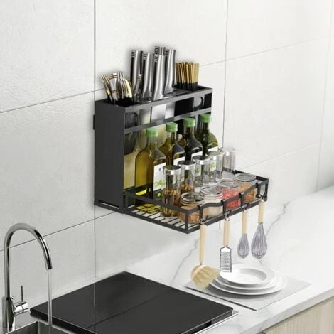 Étagère à Épices à 2 Niveaux En Acier Inoxydable, SDLOGAL, Étagère De Cuisine Pliable, Porte-épices, Organisateur Avec Porte-ustensiles Pour Rangement De Cuisine 1 Étagère à Épices à 2 Niveaux En Acier Inoxydable, SDLOGAL, Étagère De Cuisine Pliable, Porte-épices, Organisateur Avec Porte-ustensiles Pour Rangement De Cuisine