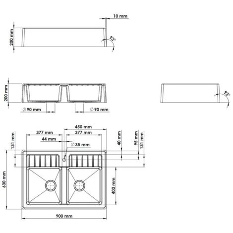 CAREA - Timbre D'office 2 Bacs Qualité Granit - Glacial 2 CAREA - Timbre D'office 2 Bacs Qualité Granit - Glacial – Image 2