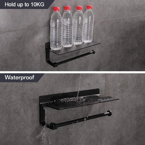 Mural Essuie Tout Distributeurs Dérouleur Essuie Tout Aluminium, Porte-Papier De Cuisine Noir 3 Mural Essuie Tout Distributeurs Dérouleur Essuie Tout Aluminium, Porte-Papier De Cuisine Noir – Image 3