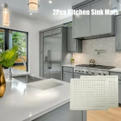 Pièces Tapis D'évier De Cuisine Avec Trous Protecteur De Vaisselle En Verre Tampon De Vidange En Caoutchouc Antidérapant 9 Pièces Tapis D'évier De Cuisine Avec Trous Protecteur De Vaisselle En Verre Tampon De Vidange En Caoutchouc Antidérapant -Promos Gout Cuisine Boutique 82105132 5