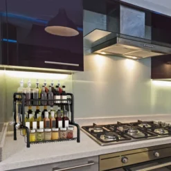 Froadp Etagère à Épices 2 Étages En Métal, Organiseur Porte-Épices, Étagères Multifonctions (Noir, 42.5x25.5x41cm) -Promos Gout Cuisine Boutique 82239435 5