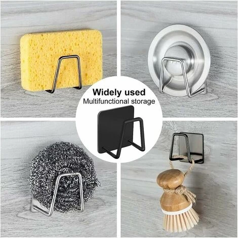 Porte-eponge Pour Panier D'evier De Cuisine, Porte-eponge A Vaisselle En Acier Inoxydable SUS304 Auto-adhesif Resistant A La Rouille (noir) 5 Porte-eponge Pour Panier D'evier De Cuisine, Porte-eponge A Vaisselle En Acier Inoxydable SUS304 Auto-adhesif Resistant A La Rouille (noir) – Image 5