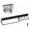 Porte Ustensiles Cuisine,Support À Ustensiles Mural Aluminium Barre Ustensiles Cuisine Mural Barre De Casserole Mural Support Ustensiles Cuisine Avec 4 Crochets (Noir)