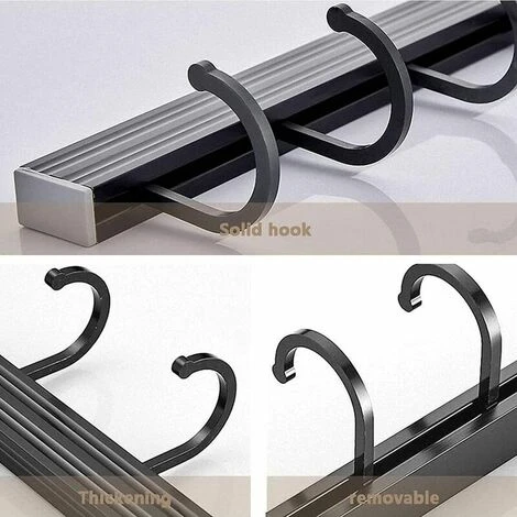 Porte Ustensiles Cuisine,Support À Ustensiles Mural Aluminium Barre Ustensiles Cuisine Mural Barre De Casserole Mural Support Ustensiles Cuisine Avec 4 Crochets (Noir) 3 Porte Ustensiles Cuisine,Support À Ustensiles Mural Aluminium Barre Ustensiles Cuisine Mural Barre De Casserole Mural Support Ustensiles Cuisine Avec 4 Crochets (Noir) – Image 3
